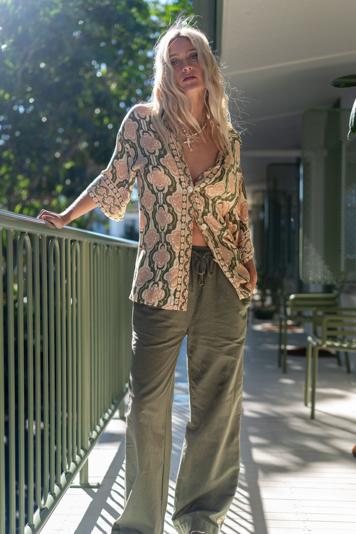 Marlo Button Down Shirt - Olive