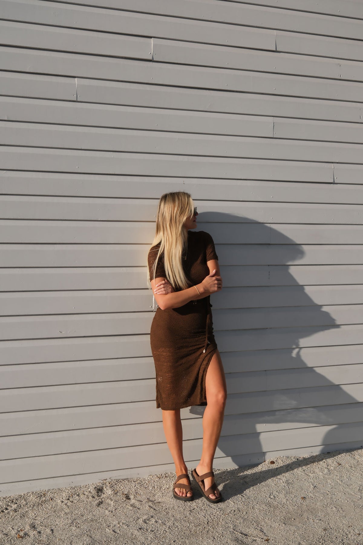 Mesh Midi Dress - Chocolate