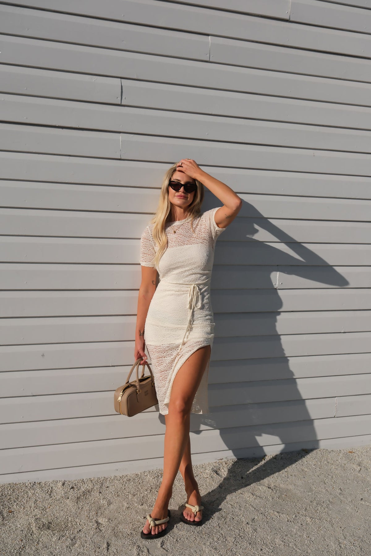 Mesh Midi Dress - Cream