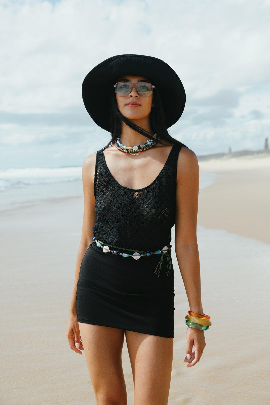 Black Mesh Mini Dress
